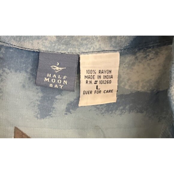 Half Moon Bay Rayon Large Art Print Button-Up Shirt With Beaded Details Made In - Picture 4 of 12